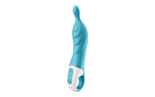 SHOP Satisfyer  A-mazing 2 Turquoise - Grey Duchess and Daisy Australia Prepare to get A-mazed! The Satisfyer A-mazing 2 Vibrator is designed to maximize your pleasure. It features two strong motors and a unique tip for targeted A-spot stimulation, located higher than the G-spot along the front vaginal wall.