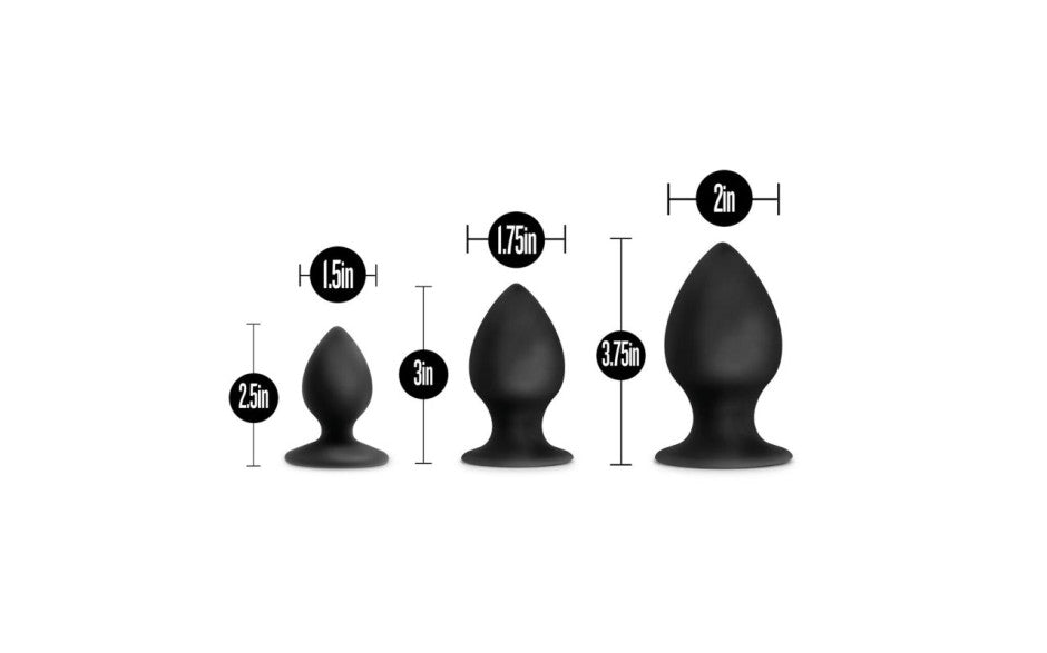 Anal Adventures | Platinum Silicone Anal Stout Plug - 3 Piece Kit For anyone looking to explore new anal sensations alone or with a partner Anal Adventures provides many options to choose from. This kit has 3 tapered girthy plug sizes to move up from small to large and achieve a comfortable stretch! 