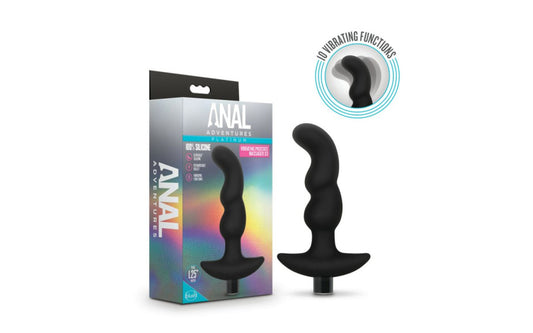 Anal Adventures | Platinum Silicone Prostate Massager 03 For anyone looking to explore new anal sensations alone or with a partner Anal Adventures provides many options to choose from. This plugs wavy curves add extra sensation and comes equipped with a high powered 10 function rechargeable bullet. The Ultrasilk Silicone, with it's silky smooth feel, delivers vibrations beautifully.