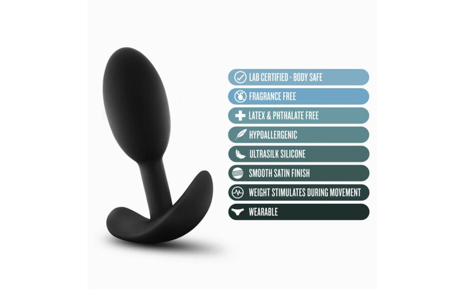 Anal Adventures | Platinum Silicone Vibra Slim Plug - Small For anyone looking to explore new anal sensations alone or with a partner Anal Adventures provides many options to choose from. The Vibra Plugs inner weight rolls with your movement to stimulate muscles and add sensation! The Ultrasilk Silicone, with its silky smooth feel, warms with your body heat. 