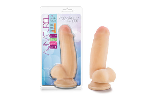 Au Naturel | Sensa Feel Fat Boy Beige - 7 Inch Duchess and Daisy Australia Our 7 inch Sensa feel Fat Boy dildo is so soft you will never want to put it down. Our Dual Density Sensa Feel technology has a molecular structure that mimics the feeling of the human body with a soft outer layer and a rigid core. The flexible spine makes this dildo posable and bends to your every curve. The Fat Boy will fill you up with 2 inches of girth and over 5 inches of circumference! This dildo Made of TPE, 