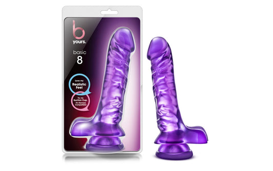 B Yours | Basic 8 Purple - 9 Inch Duchess and Daisy Australia The B Yours Basic 8 will rock your world. Basic 8 is an 9 inch realistic dildo with a prominent head. Soft, yet firm, it feels even better than the real thing! The perfect choice for a first time toy purchase and for the cost conscious. Made of fragrance and Phthalate Free PVC: this toy is body safe and easy to clean! Just wash with warm soap and water, or your favorite toy cleaner, before and after every use. 