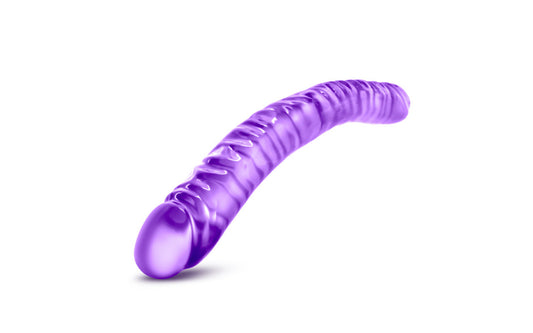B Yours | Double Dildo Purple 18 Inch Go double or nothing with the B Yours Double Dildo Pink - 18"! This awesome 16" twosome - 8" each - is perfect for sweet mutual penetration or solo pleasure. The smooth and flexible surface and realistic heads provide extra sensation for maximum pleasure. Get your double dip on and dive into some extra special fun! 