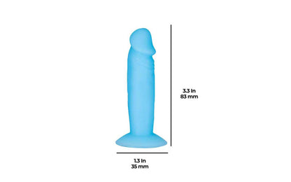 The best-selling miniature dildo from Addiction still comes in a fun size but now the newest addition is Glow in the Dark!&nbsp;Apart of our amazing and well-known Addiction line, these adorable peckers stand at 3.3 inches tall. Don’t let the size fool you, these small dildos feature an extreme suction base, super smooth silicone material and a realistic design just for your pleasure.