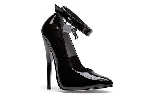 Ellie Shoes | Fetish Pump w Lock and Key Black 6 Inch