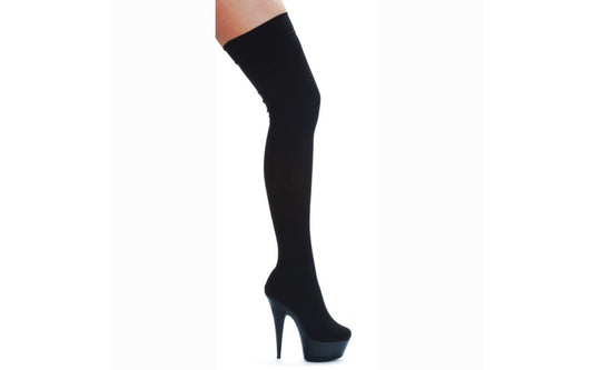 Ellie Shoes | Stiletto Stretch Lycra Thigh High Boot Black 6 Inch