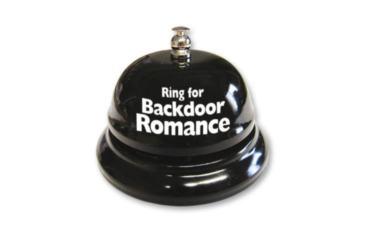 Novelty | Ring for Backdoor Romance Bell Table Bell Adult Humor Bell Chime for beer Australia Ring for backdoor romance. Communicate your needs through a ring of a bell.  A great small gift that is compact and made of metal for a prolonged life filled of pleasurable moments.  Features:  Flashy White on Black Table Bell "Ring For Backdoor Romance"