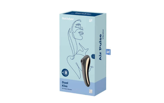 SHOP Satisfyer | Dual Kiss - Black Duchess and Daisy Australia Bet you havent been kissed like this before! Great for beginners to try out multiple features in one. One end features Air-Pulse Plus Vibrations for clitoral stimulation, the opposite end has an insertable, curved shaft to target the G spot. Firm design makes it easy to handle, metallic ABS details for an elegant look. 