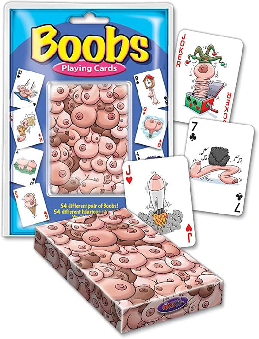 Novetly | Boobs Playing Cards Mens Bucks night fun adult card game australiaThis boobie playing cards deck has never been so entertaining.&nbsp;Perfect for a bucks night, a saucy gift or a fun theme night. Features: 52 different hilarious boobie illustrations SKU WPC-03 UPC 623849700070 Case Count 1 Brand Novelty Product Type Adult Toys Gender Female, Male Weight 0.5kgs