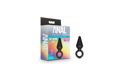 Anal Adventures | Platinum Silicone Anal Loop Plug - Small For anyone looking to explore new anal sensations alone or with a partner Anal Adventures provides many options to choose from. The plug has a tapered tip that gradually increases in size for easy insertion. It features a sturdy firm ring at the base for safety and easy removal. The Ultrasilk Silicone, with its silky smooth feel, warms with your body heat. It is hypoallergenic, phthalates free, and non-porous for a better user experience.