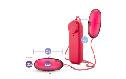 B Yours | Double Pop Eggs Cerise Double the fun with the B Yours Double Pop Eggs Cerise! Enjoy sweet sensations with 2 eggs in any 2 of your erogenous zones - alone or with a partner. Water resistant for easy cleaning, and a controller that just needs a quick wipe-down. Get ready to explore the possibilities!