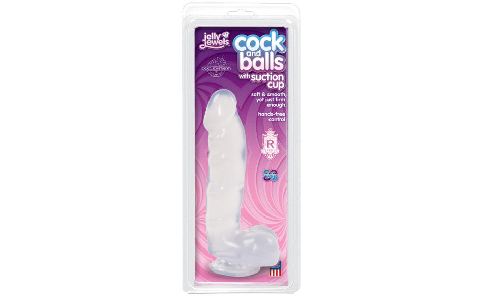 Jelly Jewels | Cock And Balls With Suction Cup Diamond - Clear