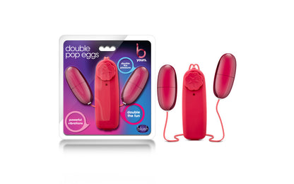 B Yours | Double Pop Eggs Cerise Double the fun with the B Yours Double Pop Eggs Cerise! Enjoy sweet sensations with 2 eggs in any 2 of your erogenous zones - alone or with a partner. Water resistant for easy cleaning, and a controller that just needs a quick wipe-down. Get ready to explore the possibilities!