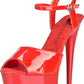 Lapdance | Red Platform Sandal With Quick Release Strap 6in Heel