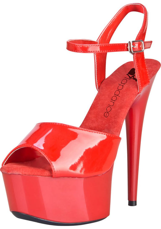 Lapdance | Red Platform Sandal With Quick Release Strap 6in Heel