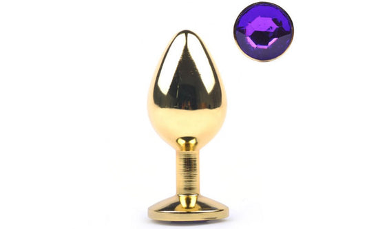 Purple Gemstone Gold Anal Plug - Small or Medium