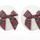 Some kind of Spice Girl, Round White Sequin Pasties, adorned with Tartan Bows. This pair of Gorgeous Pasties are hypoallergenic and come with self adhesive for convenience they have an 8+ Hour wear time and are re-useable! your welcome. To reuse: Simply wash with soap water, Lay sticky side up to air dry. Store it clean for next use.