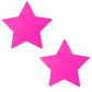 A pop of Neon AF Pink Star Pasties by the Famous Neva Nude, Featuring Celestial Pasties made out of swimsuit material making them waterproof with Hypoallergenic, latex-free medical grade adhesive that can be worn for 10+ hours. Each set is quality and hand made with love!  Our pasties are great for raves and rendezvous, evenings out, parties, poolside, festivals and fashion emergencies.  Spice up your cutest outfits, wear under tanks, or even replace a bikini top.