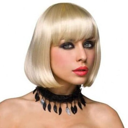 Angelina Wig Platinum Blonde - Bob Cut with Fringe