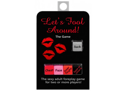 A romantic game for two players OR a kinky party game for a group of uninhibited friends.  After a player rolls, they decide whose body part they will perform the action on (based on who each die represents and what is rolled).Lets Fool Around Dice Game - Couples Play Kheper Games Adult Sex Games