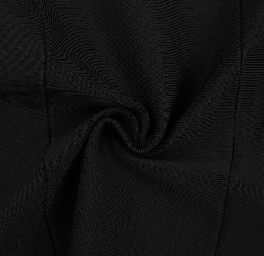 Duchess | Elegant Pearl Strap Bandage Dress - Black