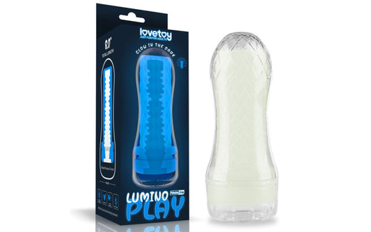 Love Toy | Lumino Play Pocket Ribbed Masturbator - Glow Blue