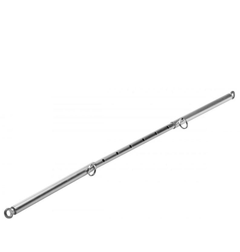 Keep your plaything in place and spread them wide with this darkly sexy spreader bar. Made of durable steel, the bar adjusts between 23 and 35 inches. This black bar has eyebolts securely attached to each end. Wrist and ankle cuffs can be attached to the bar as you desire, making it not only a vital accessory to your bondage play, but a warm welcome to any devious collection.Master Series Adjustable spreader bar 23"-35" Fetish Bondage $109.95AUD