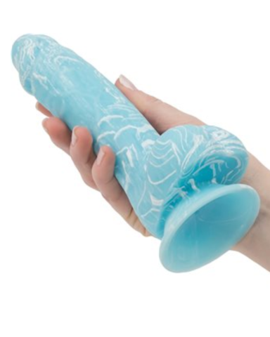 Glow in the Dark Dildo Premium Grade Silicone Extreme Suction Base Harness Compatible Body Safe Easy to CleanAddiction Luke 7.5 inch suction cup harness compatible Glow in the Dark Dildo Premium Grade Silicone Extreme Suction Base Harness Compatible Body Safe Easy to Clean Marble Blue