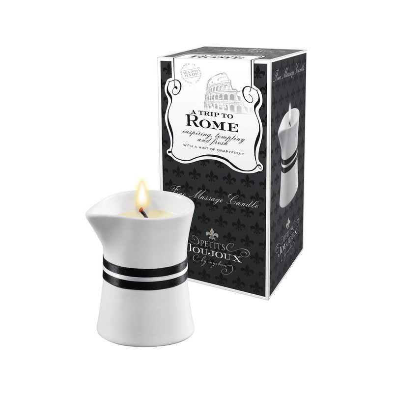A trip to Rome is a stimulating composition of grapefruit and bergamot with a refreshing and spicy scent.  The luxurious Petits Joujoux massage candles are a journey for the senses available in six enchanting scents inspired by six lovely places from all over the world. Warm your lover with a oil massage poured from the melted candle.   After the fragrant candle has been lit its wax melts into pleasantly warm massage oil,BUY Petits Joujoux | A Trip to Rome Massage Candle 120ml Duchess and Daisy Australia