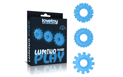 Love Toy | Lumino Play Penis Rings 3 Pc - Glow Blue