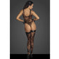 Noir | Tulle Bodysuit with Patterned Flock Embroidery