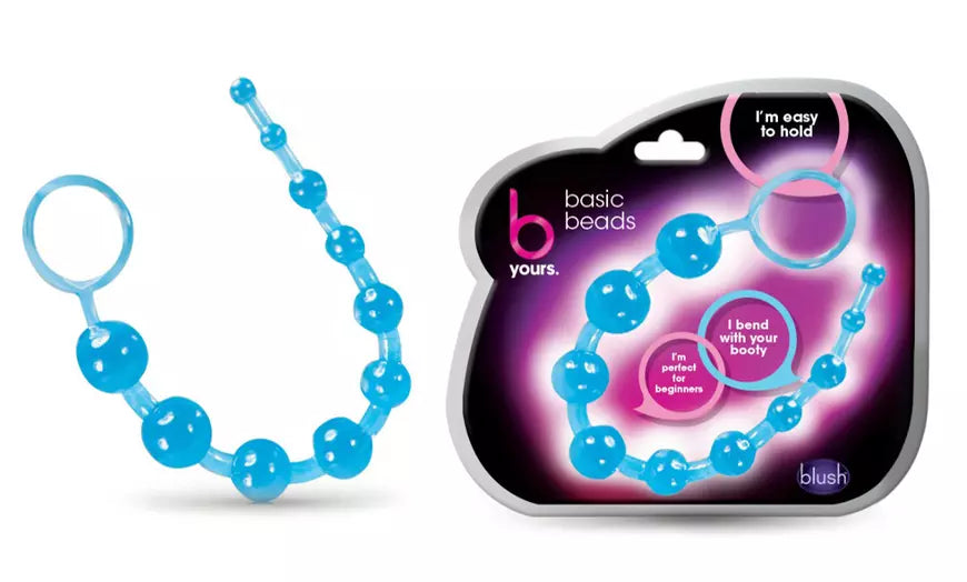 Be You, yet keep it just a little nasty! Whether you're a beginner or seasoned expert in anal bead play, you'll want to go all the way with these! Made of a durable, flexible jelly and 10 gradual beads that are sure to hit all the right spots. B Yours Basic Beads Blue Adult Anal Sex Toy Duchess and Daisy
