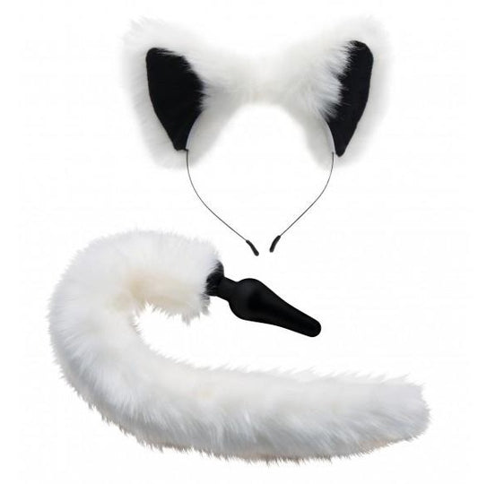 Feeling foxy? Release your inner animal with these stimulating accessories. This flirtatious set of ears and a tail plug are ultra soft and the fluffy faux fur is so irresistible that your lover will not be able to keep their hands off of you. The tapered plug is smooth and narrow for an easy and comfortable insertion. Made of premium silicone, it is non-porous and phthalate-free. The adorable headband with matching ears fetish kink anal plug furrie