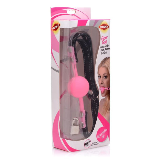 BUY Frisky | Glow Gag Glow in the Dark Silicone Ball Gag Duchess and Daisy This glow-in-the-dark locking ball gag will leave a lasting impression. Effectively muffle those delicious sounds your lover makes with this premium and phthalate-free silicone ball gag, Lock them in so that they cannot escape until you are done playing with them. 