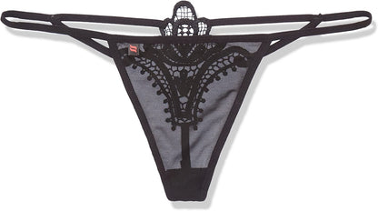 Obsessive | Luiza Lovely G-String - Classic Black Elegant Elastic G-String with a Gorgeously detailed design above the Derriere. Plain front made out of translucent mesh Eye-catching adornment in the shape of tulip on the back Nice in touch and stretchable fabric (94% polyamide, 6% elastane). SKU 5187-BLK-L/XL Size L/XL Colour Black UPC 5900308555187 Case Count 1