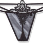 Obsessive | Luiza Lovely G-String - Classic Black Elegant Elastic G-String with a Gorgeously detailed design above the Derriere. Plain front made out of translucent mesh Eye-catching adornment in the shape of tulip on the back Nice in touch and stretchable fabric (94% polyamide, 6% elastane). SKU 5187-BLK-L/XL Size L/XL Colour Black UPC 5900308555187 Case Count 1