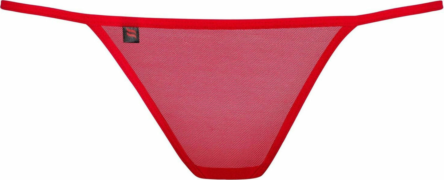 Obsessive | Luiza Lovely G-String - Classic Red Elegant Elastic G-String with a Gorgeously detailed design above the Derriere. Plain front made out of translucent mesh Eye-catching adornment in the shape of tulip on the back Nice in touch and stretchable fabric (94% polyamide, 6% elastane). SKU 5385-Red-S/M 5385-Red-L/XL Size S/M L/XL Colour Red UPC 5900308555385 5900308555378 Case Count 1