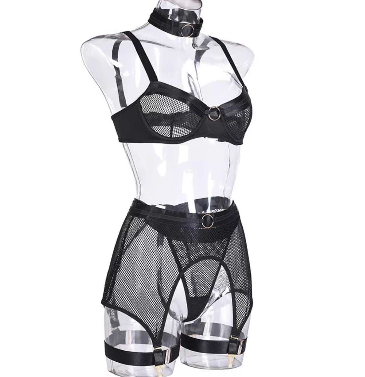 This beautifully classic cut set consists of an adjustable Bra, Choker, G-String, Garter Belt & Garters. Gold ring detailing against a comfortable stretch mesh, Sweet or Seductive, whichever you choose there is a Color to compliment your mood. Lingerie Set 5 Piece, Womens Lingerie Australia, Sexy Lingerie Afterpay shop