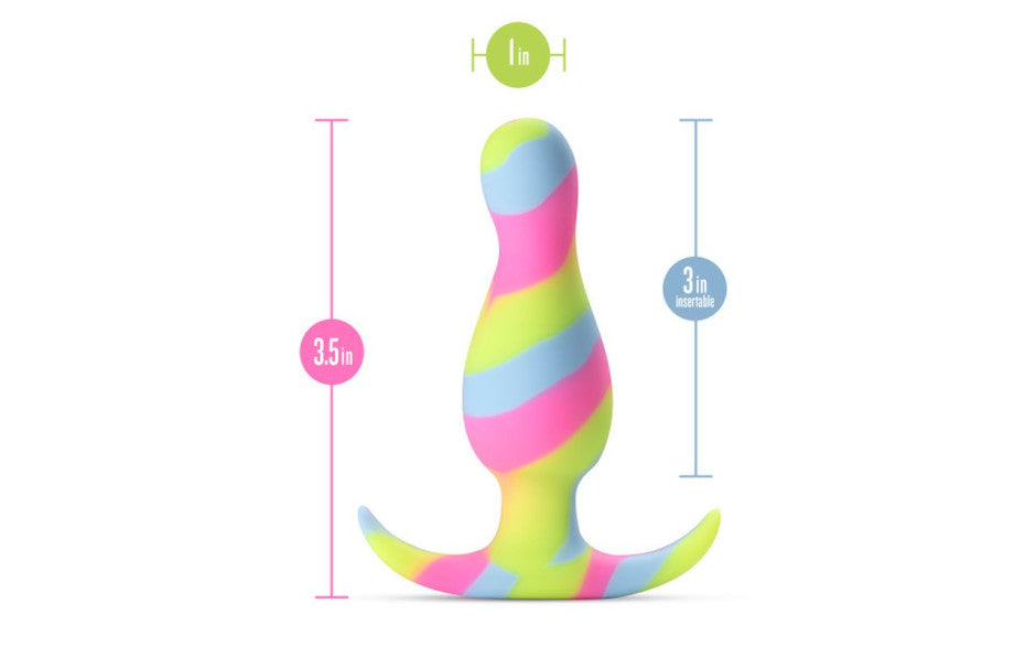 Avant | Kaleido Lime Butt Plug Duchess and Daisy Australia Modern, stylish, and beautiful meet Avant Kaleido. Kaleido has a tapered head for easy insertion and a larger secondary curve for additional sensations during play, all with a beautiful, bright array of colors! Kaleido is Ultrasilk smooth and made of Puria platinum-cured silicone, making it body-safe, phthalate free, latex free, and fragrance free. 