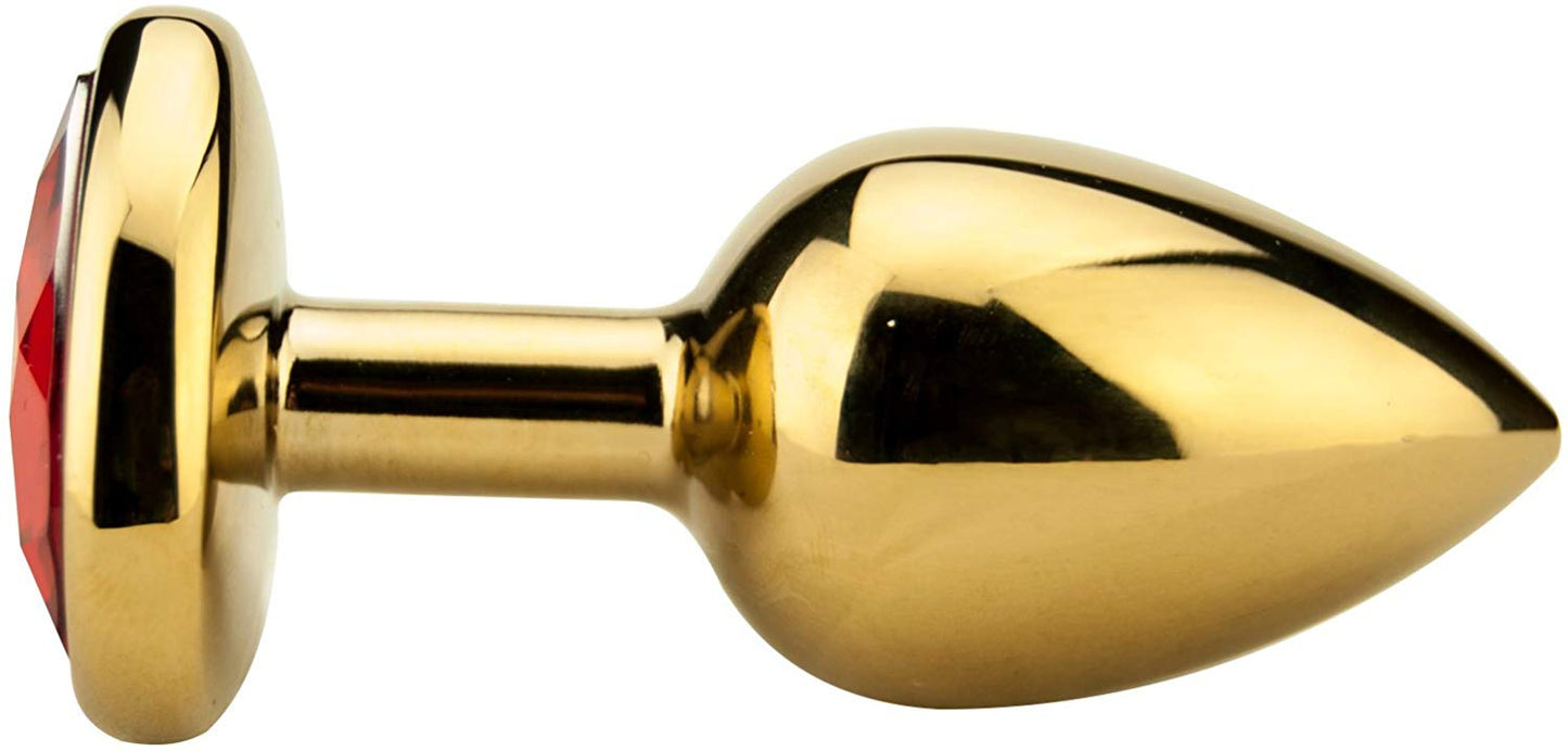 Metal | Gold Metal Anal Plug w Tourmaline Heart Crystal - Small Booty Play just got pretty with the sweet Love inspired Anal Plug&nbsp;featuring a tapered tip for easy insertion and a tight neck for gentle pressure and extended wear. Temperature Play Babe? Submerge it in warm water or place it in a refrigerator for a bracing chill.