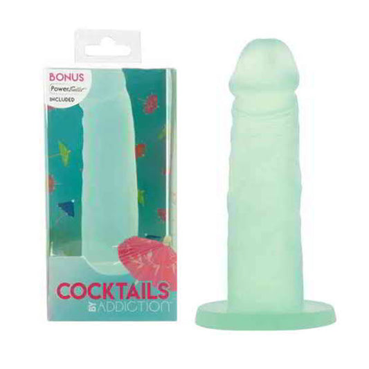Addiction | Cocktails Mint Mojito Dildo 5.5inch-Addiction-Duchess & Daisy 7398532841653 87713 Duchess & Daisy addiction, dildo, green, We are heating things up with COCKTAILS, the newest and deliciously tropical treat by ADDICTION! Immerse yourself with island vibes as you enjoy a whole new experience of pleasure with our Mint Mojito vertical dong. COCKTAILS by Addiction are 100% silicone as well as phthalate and latex free, making it super easy to clean. Stick it to any surface by the strong suction base o