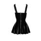 Noir | Short PVC dress with Frilled Shoulder Straps