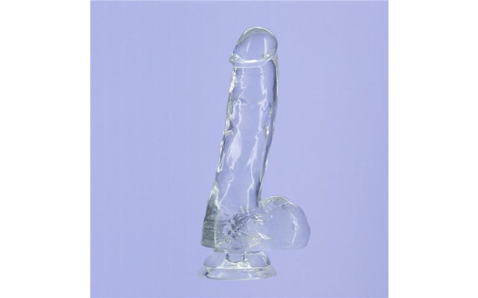 Addiction | Crystal Dildo with Balls and Bullet Vibe - 8in Clear-Massager-Addiction-Duchess & Daisy 7398542803125 863-20 Duchess & Daisy addiction, clear dildo, dildo, The Crystal Addiction 8 Inch dong is the most recent installment in the renowned ADDICTION Collection from BMS. The Crystal Addiction dildo includes a strong and sturdy suction cup base and is made of TPE. This incredibly affordable pleasure product is also harness compatible. The Crystal Addiction 8 Inch Dong offers a realistic shape paired 