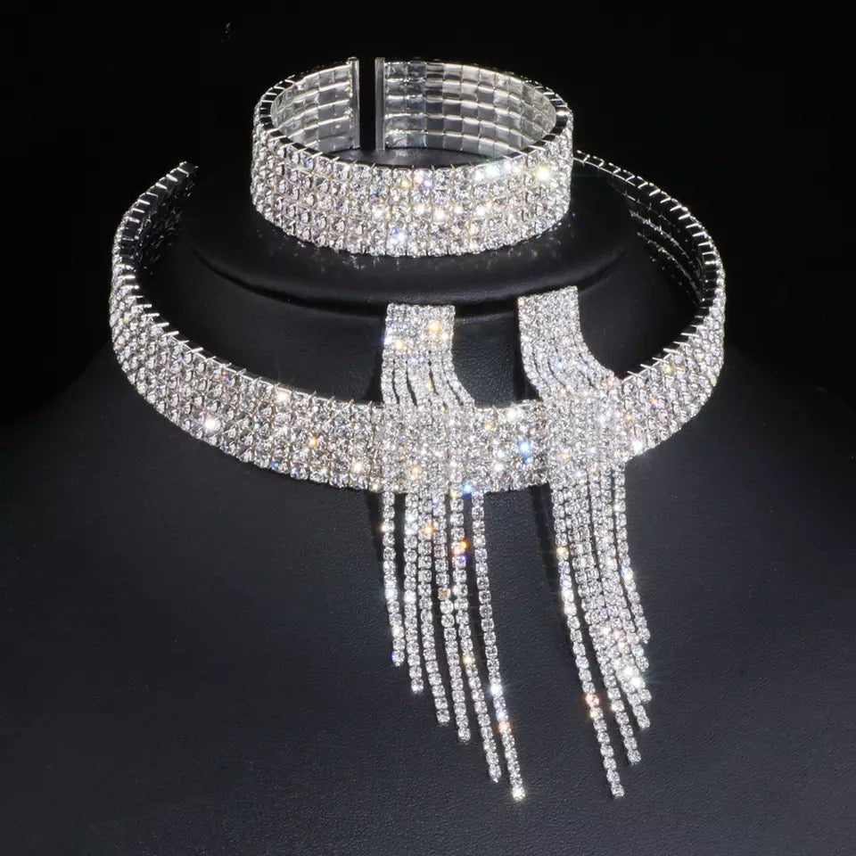 Duchess | Classic Elegant Tassel Rhinestone Jewellery Set