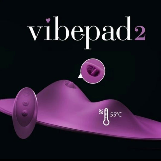 Hands Free Pleasure at its finest!  The innovative vibro cushion Vibepad 2 has 2 motors and 2 anatomically shaped, stimulating waves that are adapted perfectly to the vagina, clitoris and anus.  Both waves have 7 powerful vibration modes with the larger wave also standing out because of its integrated vibro tongue featuring 7 licking modes and the smaller wave has an additional warming function to a maximum of 55 degrees celcius. All the functions can be controlled separately.