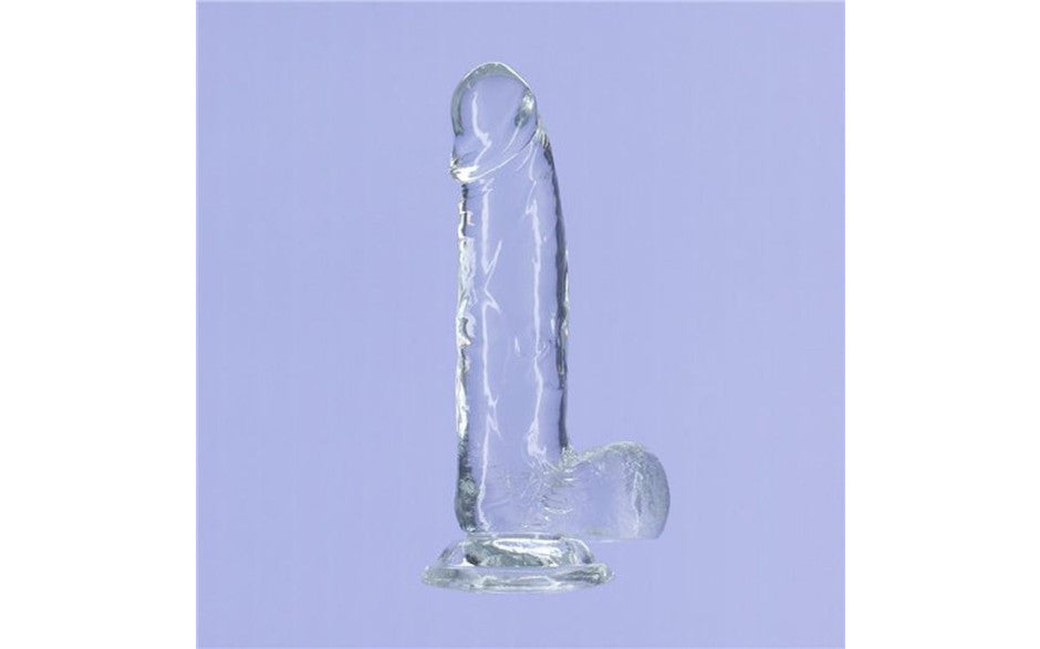 Addiction | Crystal Dildo with Balls and Bullet Vibe - 7in Clear-Massager-Addiction-Duchess & Daisy 7398541230261 862-20 Duchess & Daisy addiction, clear dildo, dildo, The Crystal Addiction 7 Inch dong is the latest addition to the best-selling ADDICTION collection by BMS. The Crystal Addiction dildo includes a strong and sturdy suction cup base, and is made of TPE. This incredibly affordable pleasure product is also harness compatible. The Crystal Addiction 7 Inch Dong offers a realistic shape paired with 