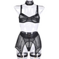 This beautifully classic cut set consists of an adjustable Bra, Choker, G-String, Garter Belt & Garters. Gold ring detailing against a comfortable stretch mesh, Sweet or Seductive, whichever you choose there is a Color to compliment your mood. Lingerie Set 5 Piece, Womens Lingerie Australia, Sexy Lingerie Afterpay shop