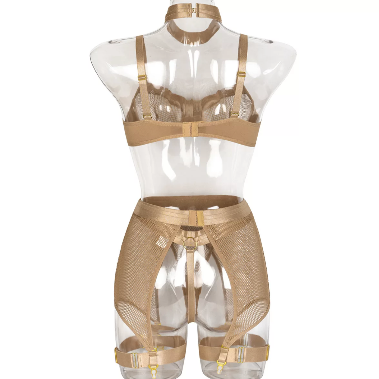 This beautifully classic cut set consists of an adjustable Bra, Choker, G-String, Garter Belt & Garters. Gold ring detailing against a comfortable stretch mesh, Sweet or Seductive, whichever you choose there is a Color to compliment your mood. Lingerie Set 5 Piece, Womens Lingerie Australia, Sexy Lingerie Afterpay shop