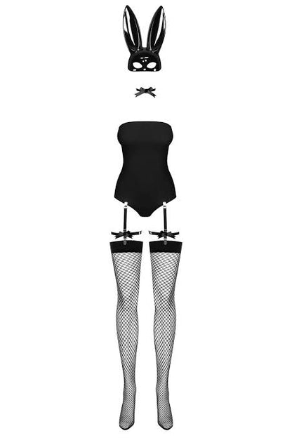 Obsessive | Bunny Mask Costume 6 Piece Duchess and Daisy Australia Playful black teddy! The devil is in the details, and in this unique costume it's the details that do the work! Naughty ears, hot suspenders and ultra-feminine stockings create Bunny costume. It’s irresistible! Check it for yourself! 
