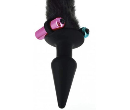 Tailz | Black Cat Rhinestone Studded Mask & Furry Tail Plug Set